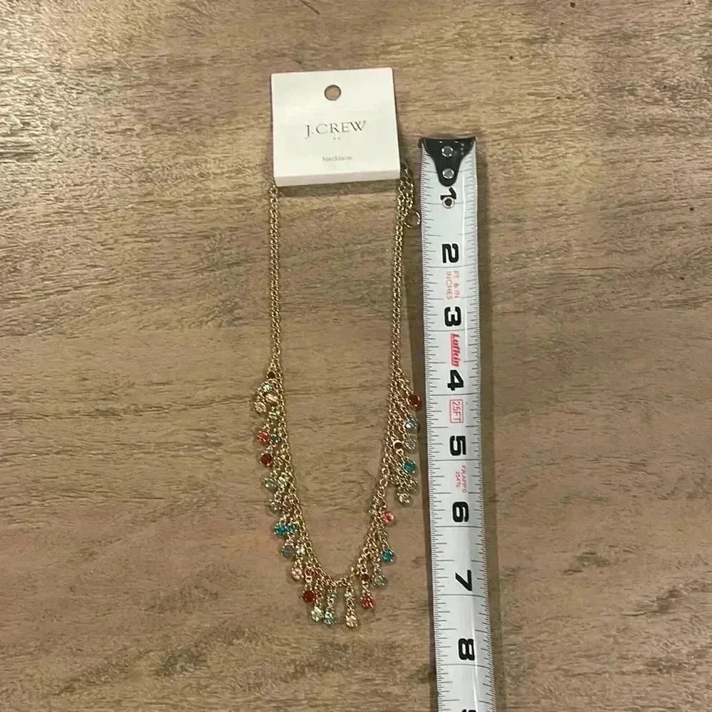 J.Crew necklace, multicolored rhinestones with gold toned chain. NWT - Picture 3 of 4